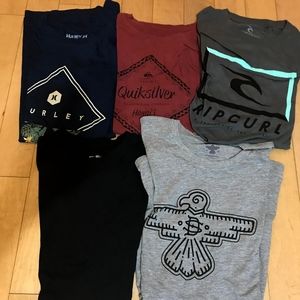 Lot of 5 shirts Hurley Quicksilver Ripcurl Size M